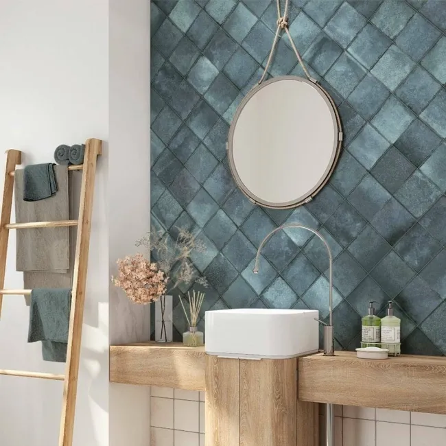 Veneto Blue Gloss Rustic Bumpy Wall Tiles