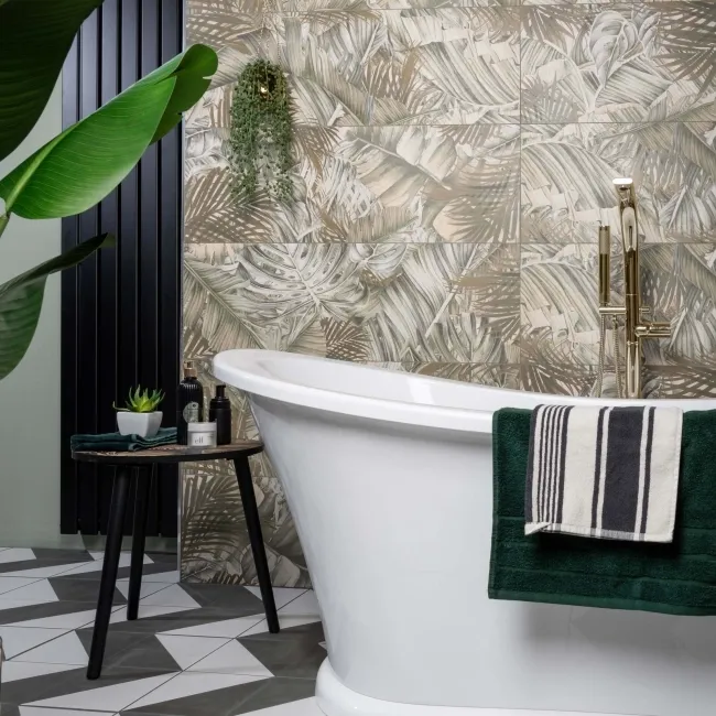 Nature's Way Botanical Green Matt Pattern Wall Tiles