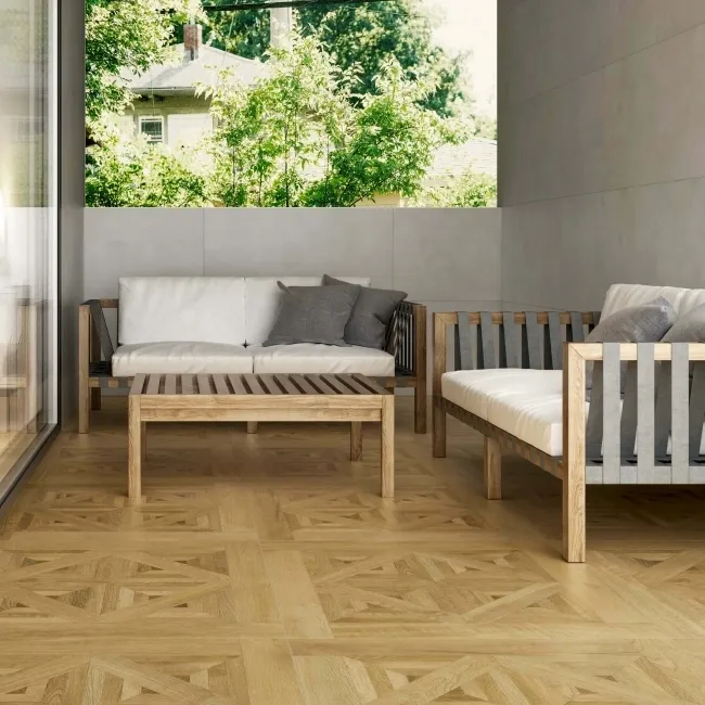 Galloway Oak Brown Parquet Effect 20mm Porcelain Paving Slabs