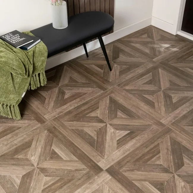 Empire Dark Oak Parquet Wood Effect Porcelain Floor Tiles