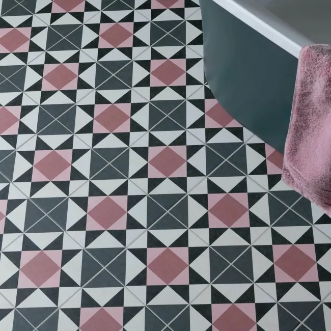Geo Moroccan Pink Matt Patterned Wall and Floor Tiles