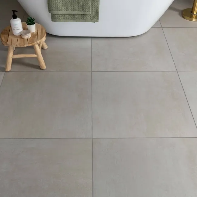 Genoa White Matt Concrete Effect Wall and Floor Tiles 585x585