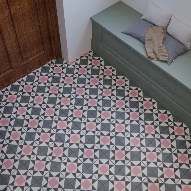 Geo Moroccan Pink Matt Patterned Wall and Floor Tiles