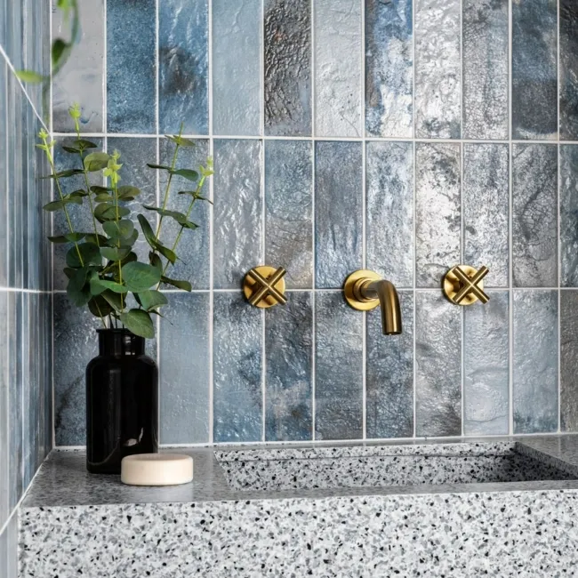 Raku Blue Rustic Textured Ceramic Wall Tiles