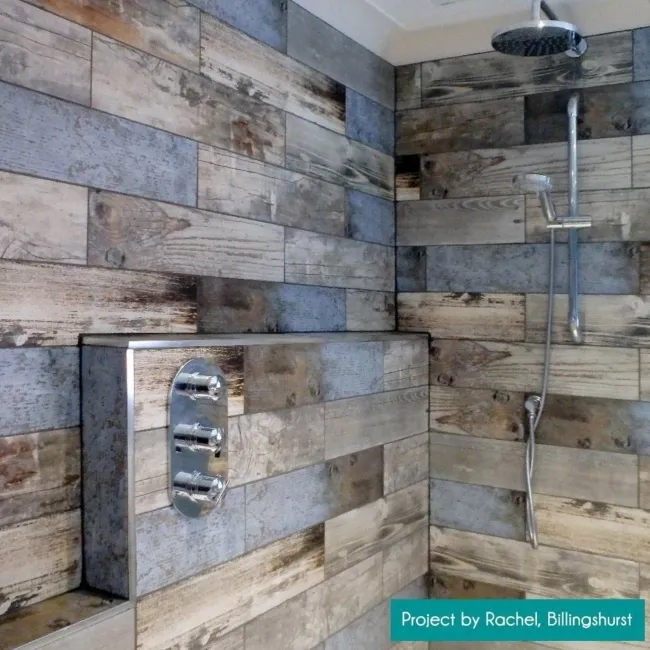 Rustic Blue Reclaimed Wood Effect Porcelain Floor Tiles