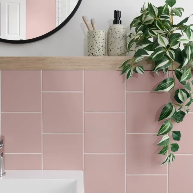 Rico Pink Matt Flat Square Wall Tiles 150x150