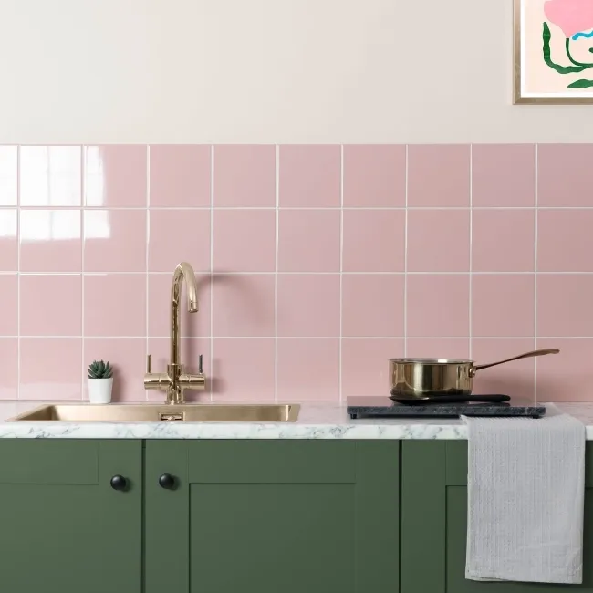 Rico Pink Gloss Flat Square Wall Tiles 150x150