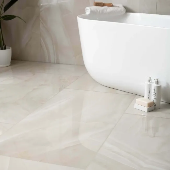 Lustra Light Beige Marble Effect Porcelain Tiles 1200x600