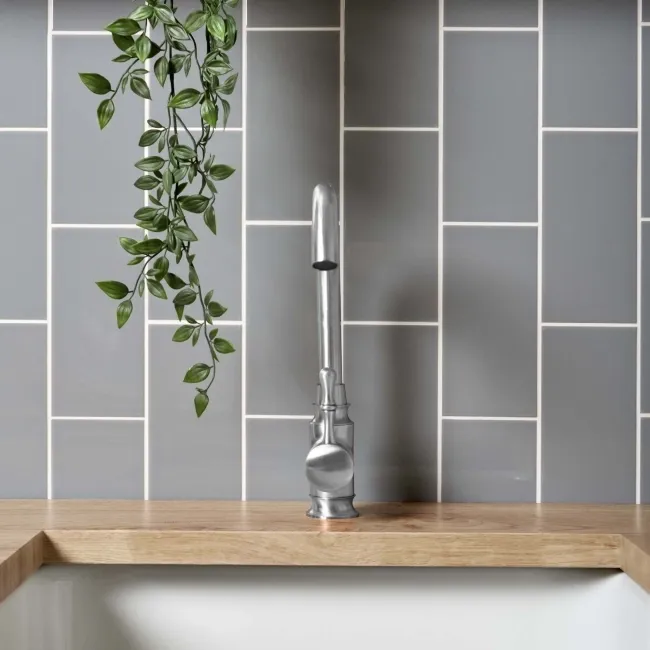 Sloane Square Flat Gloss Grey Metro Tiles