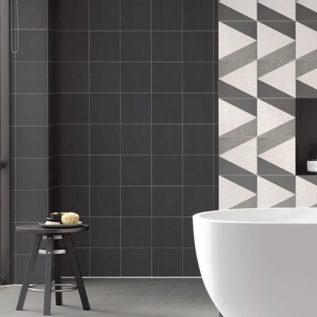 Texxtile Ashen Grey Matt Patterned Wall and Floor Tiles