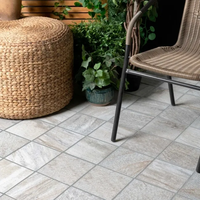 Trail Quartzita Grey Stone Effect 20mm Porcelain Paving Slabs 200x200