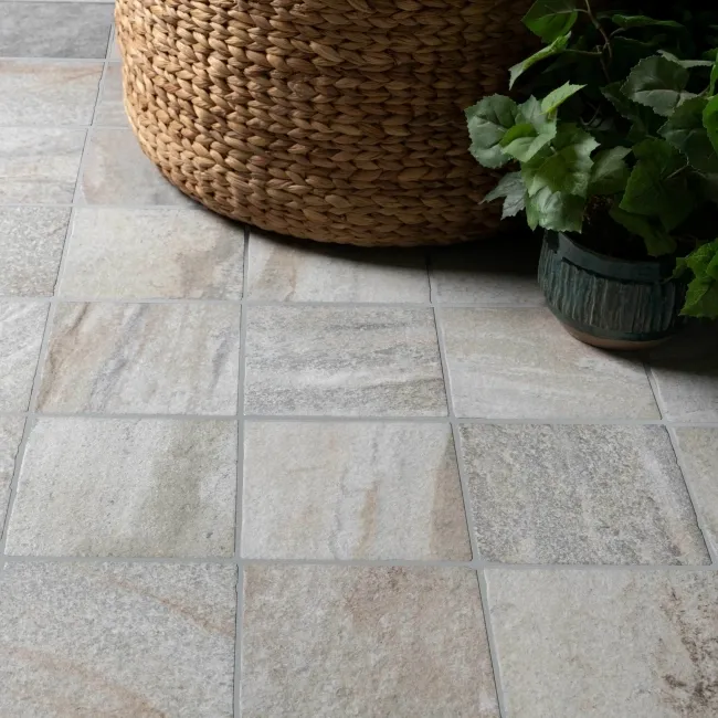 Trail Quartzita Grey Stone Effect 20mm Porcelain Paving Slabs 200x200