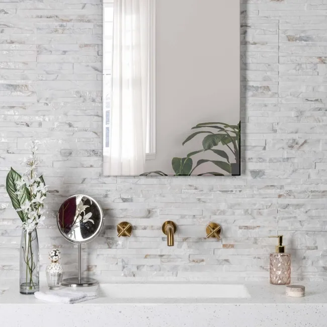 Valentina Alabaster White Splitface Effect Wall Tiles