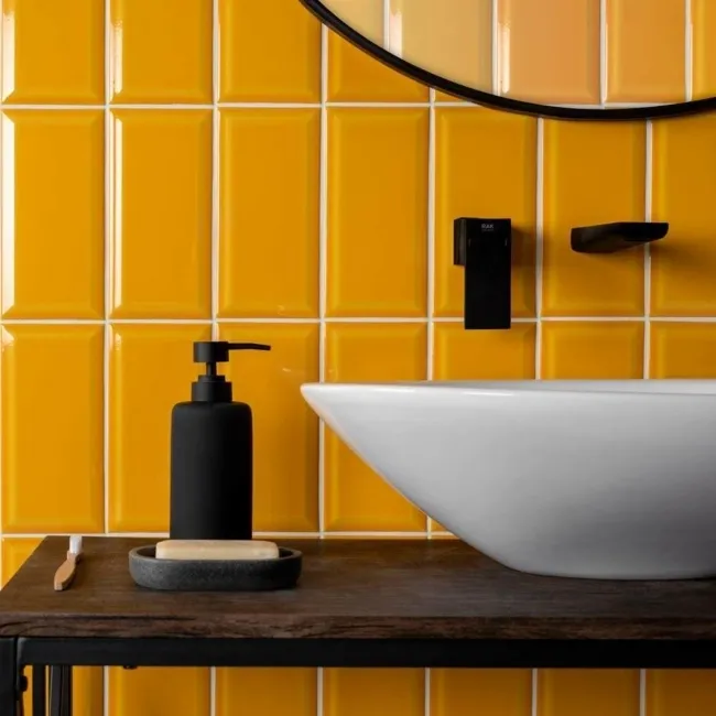 Victorian Yellow Gloss Mango Metro Wall Tiles