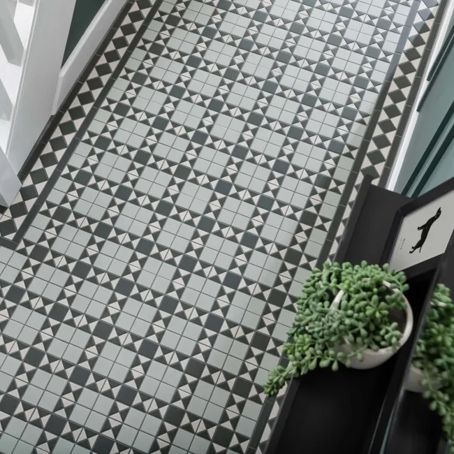 Churchill Mixed Green Mosaic Victorian Matt Tiles