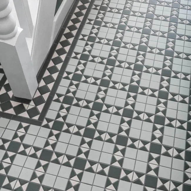 Churchill Mixed Green Mosaic Victorian Matt Tiles