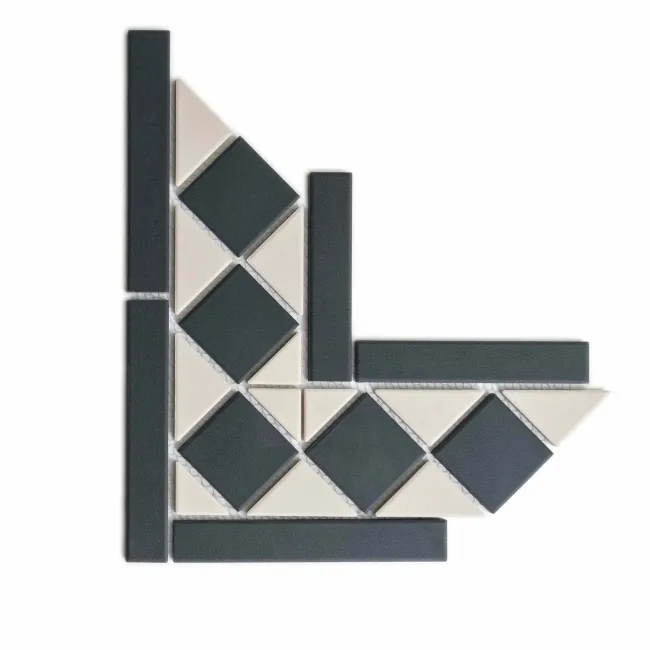 Churchill White & Navy Blue Corner Matt Victorian Tiles