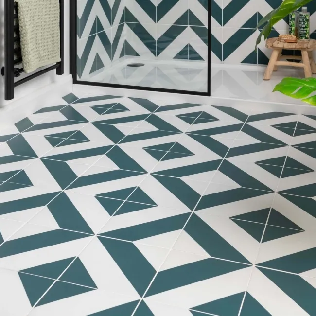 Zebra Green and White Matt Striped Patterned Wall and Floor Tiles