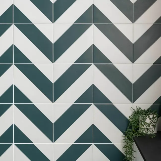 Zebra Green and White Matt Striped Patterned Wall and Floor Tiles