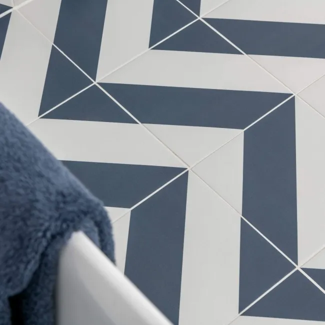 Zebra Blue and White Patterned Matt Striped Wall and Floor Tiles