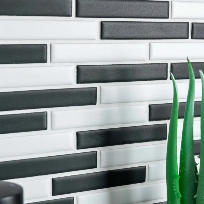 Zora Black & White Matt Brick Effect Mosaic 347x300 Tiles