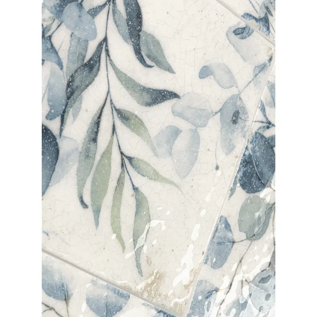 Lucy Blue Floral Gloss Patterned Porcelain Wall Tiles