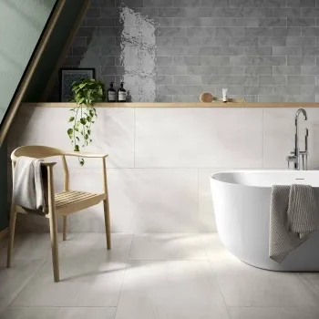 Serenity White Rectified Matt Stone Effect Tile 1200x600