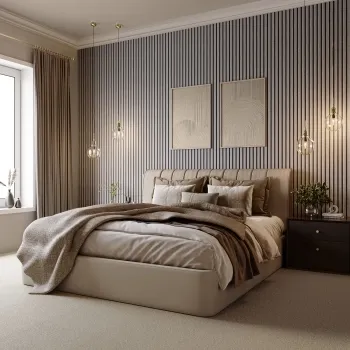 Trepanel® Texture Beige Herringbone Acoustic Wood & Felt Slat Panels