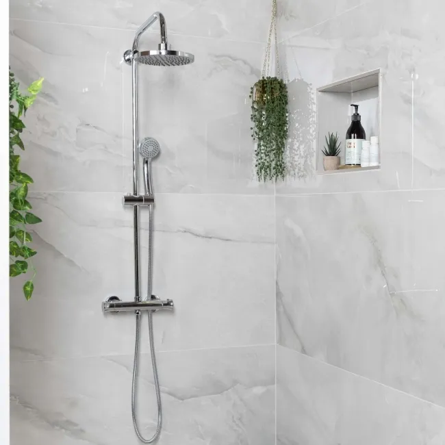 Deluxe Blanco Light Grey Polished Onyx Marble Effect Tiles