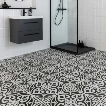 Adlington Black and White Matt Patterned Floor Tiles