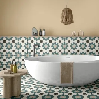Sahara Bloom Blue Matt Patterned Wall and Floor Tiles