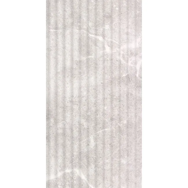 Clovelly Light Grey Decor Marble Effect Gloss Wall Tiles