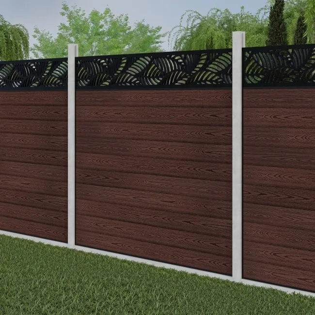 LuxeLine Composite Fence Panel Walnut - Jungle Decorative Screen for Own Post