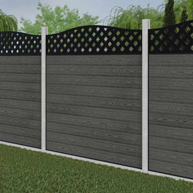 LuxeLine Composite Fence Panel Light Grey - Curve Top Lattice Decorative Screen for Own Post