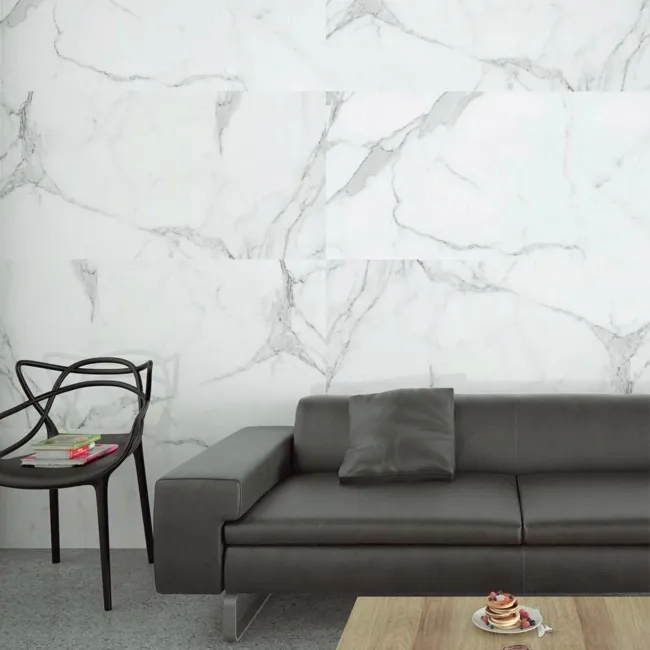 Cappella White Polished Marble Effect 1200x600 Wall and Floor Tiles