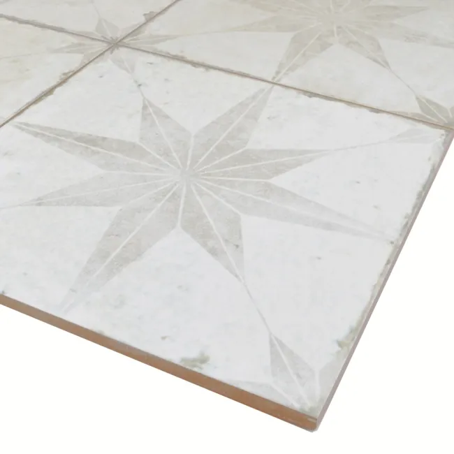 Scintilla Silver Grey Star Pattern Tiles