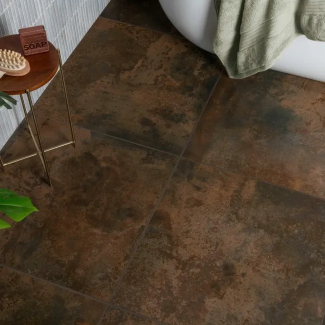 Foil Rust Metallic Brown Stone Effect 600x600 Tiles