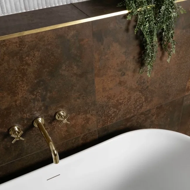 Foil Rust Metallic Brown Stone Effect 600x600 Tiles