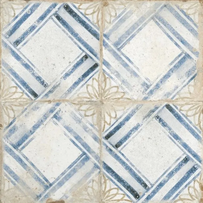Floweret Diamond Cream Antique Patterned Wall and Floor Tiles
