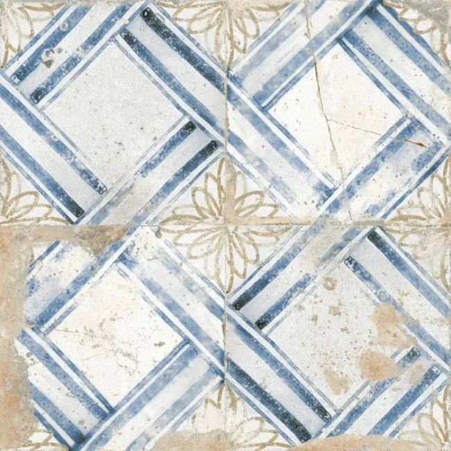 Floweret Diamond Cream Antique Patterned Wall and Floor Tiles