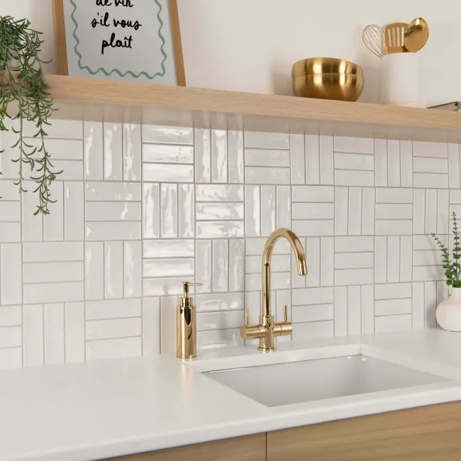 Hamlet White Gloss Brick Wall and Floor Tiles