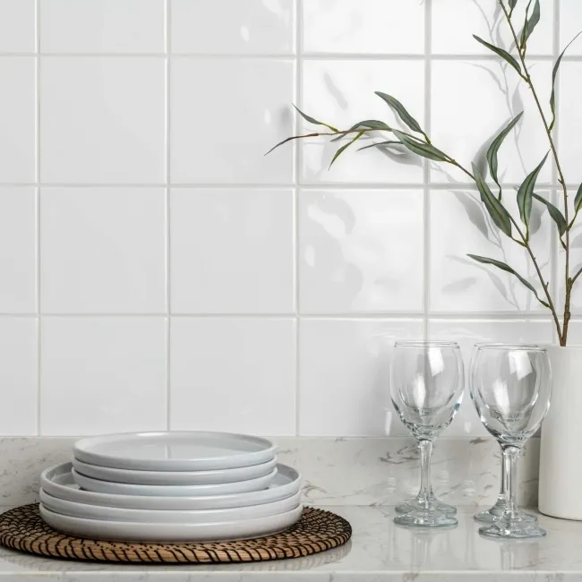 Innocence White Gloss Bumpy 150x150 Ceramic Wall Tiles