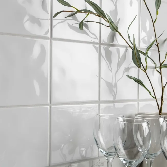 Innocence White Gloss Bumpy 150x150 Ceramic Wall Tiles