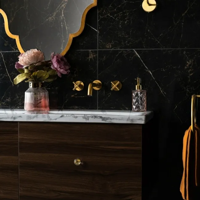 Deluxe Midnight Ultra Black Gloss Marble Effect Wall and Floor Tiles