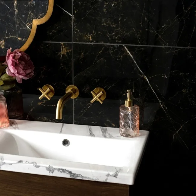 Deluxe Midnight Ultra Black Gloss Marble Effect Wall and Floor Tiles