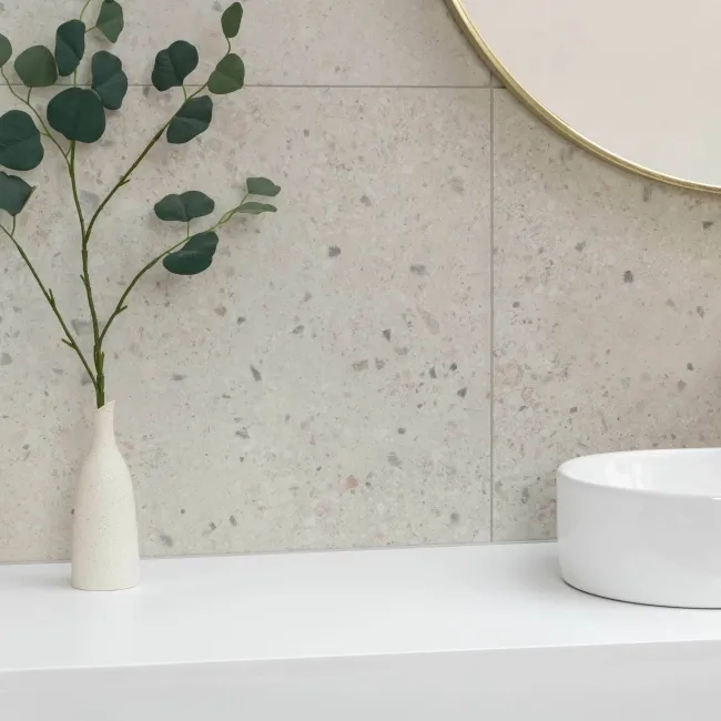 Flecks Matt Light Grey Terrazzo Effect Wall and Floor Tiles