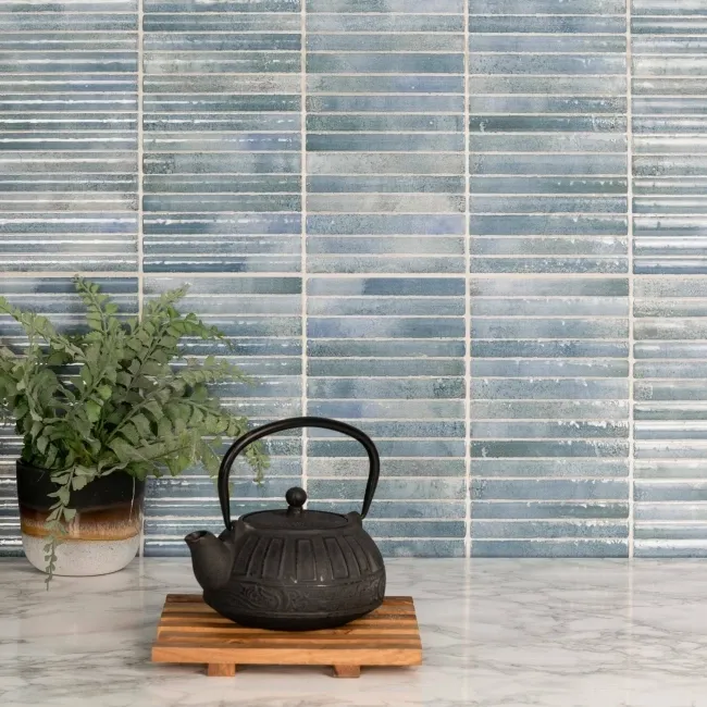Meraki Blue Gloss Kitt-Kat Mosaic Effect Wall Tiles