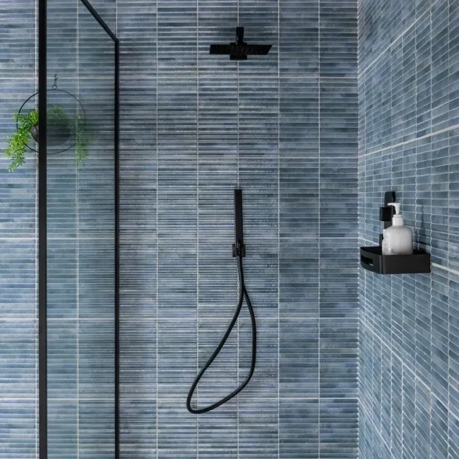 Meraki Blue Gloss Kitt-Kat Mosaic Effect Wall Tiles