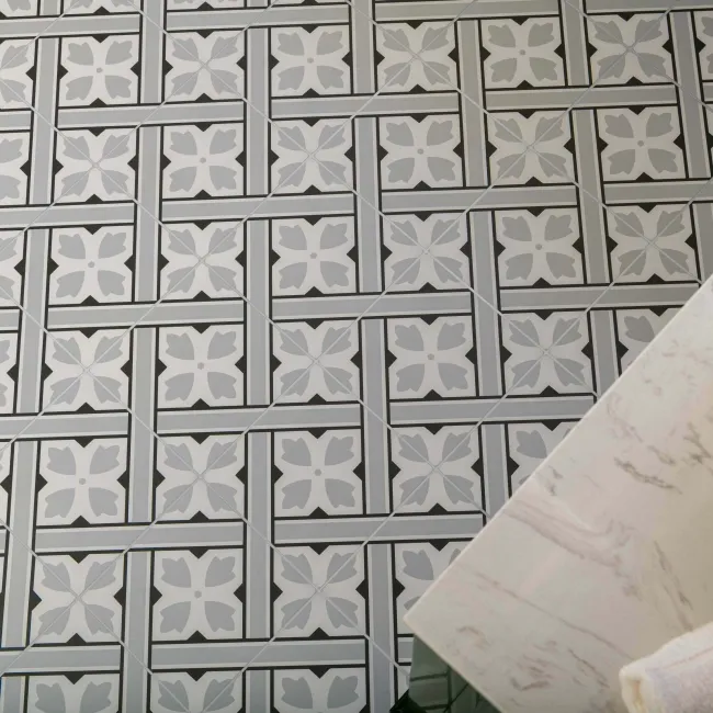 Mr Jones Grey Matt Patterned Ceramic Wall and Floor Tiles