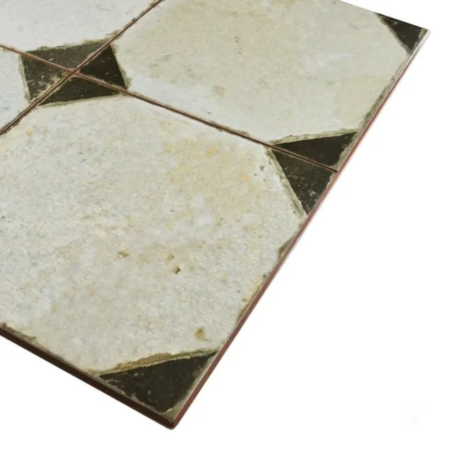 Octagon Effect Charcoal Grey Matt Vintage Pattern Wall and Floor Tiles